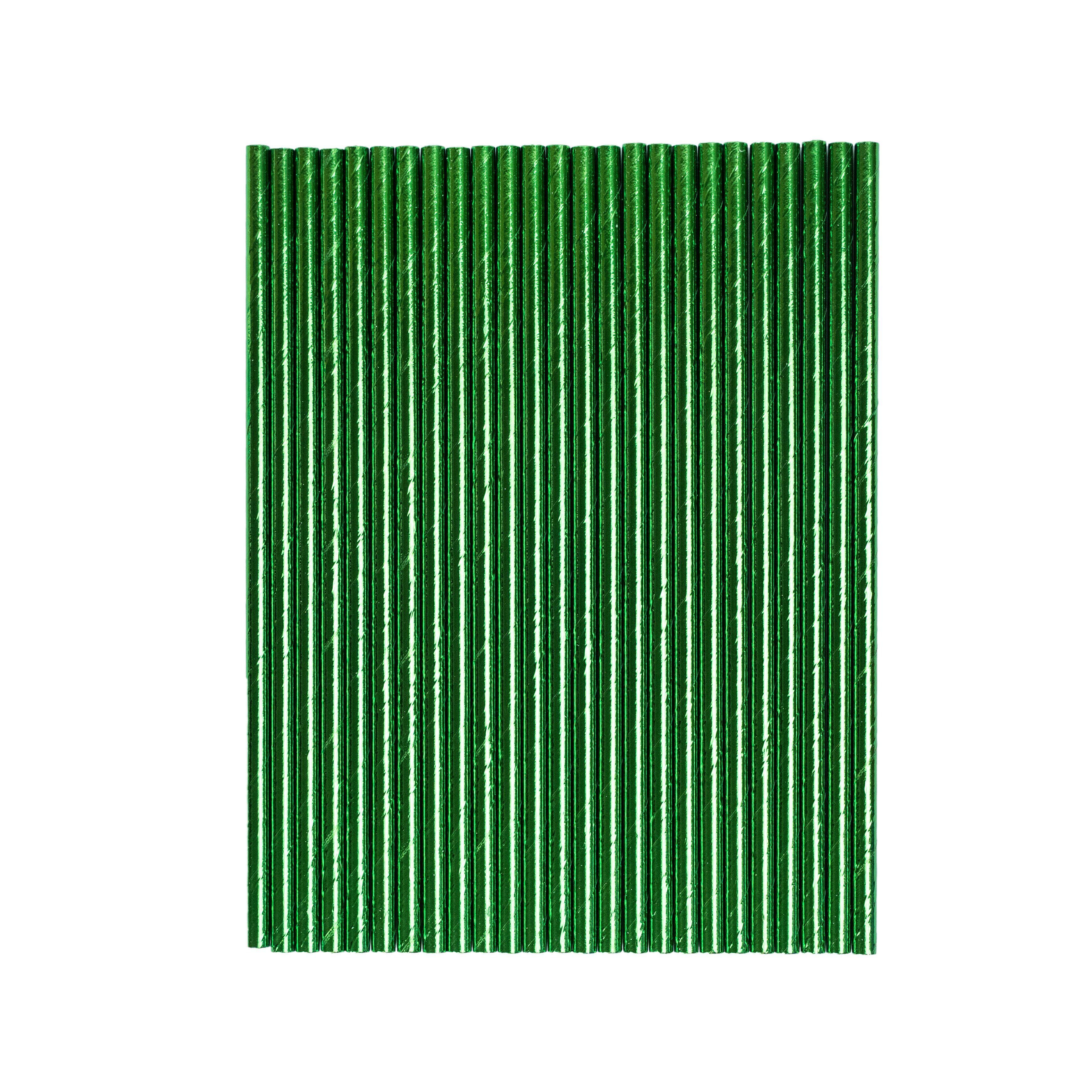 Solid Green Metallic Cake Pop Drinking Straws | Bakell®