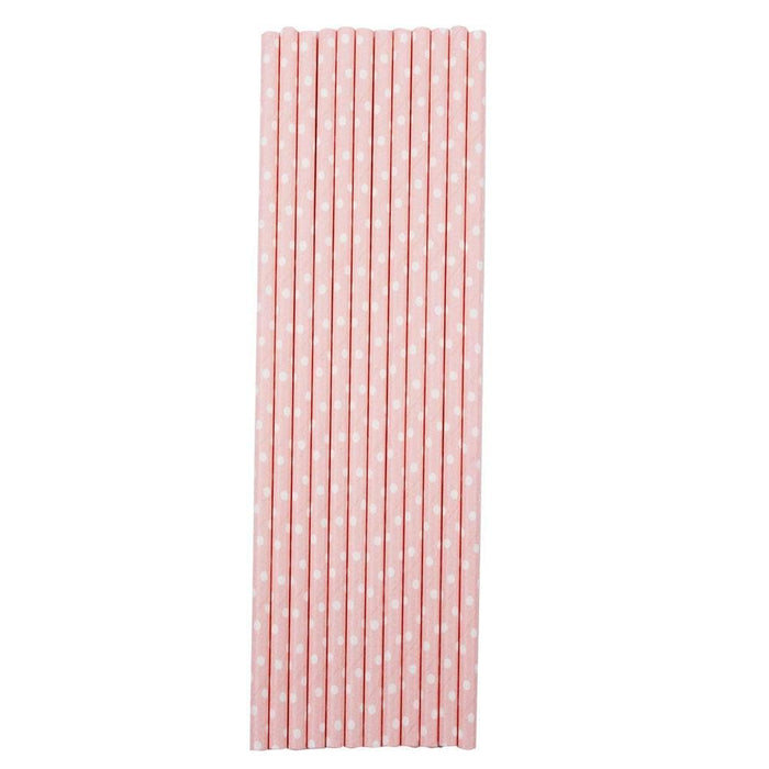 Solid Pink with White Polka Dots Cake Pop Party Straws | Bulk Sizes-Cake Pop Straws_Bulk-bakell