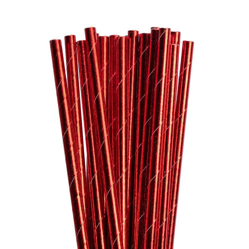 Solid Red Metallic Cake Pop Party Straws | Bulk Sizes-Cake Pop Straws_Bulk-bakell