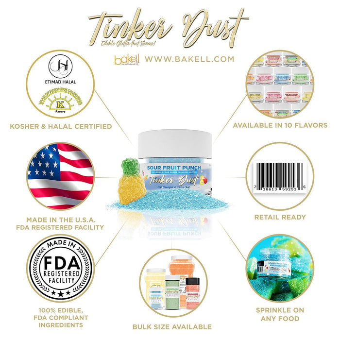 Sour Fruit Punch Flavored Edible Glitter | Tinker Dust | Bakell