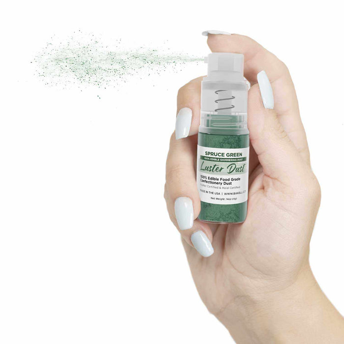 New! Miniature Luster Dust Spray Pump | 4g Spruce Green Edible Glitter