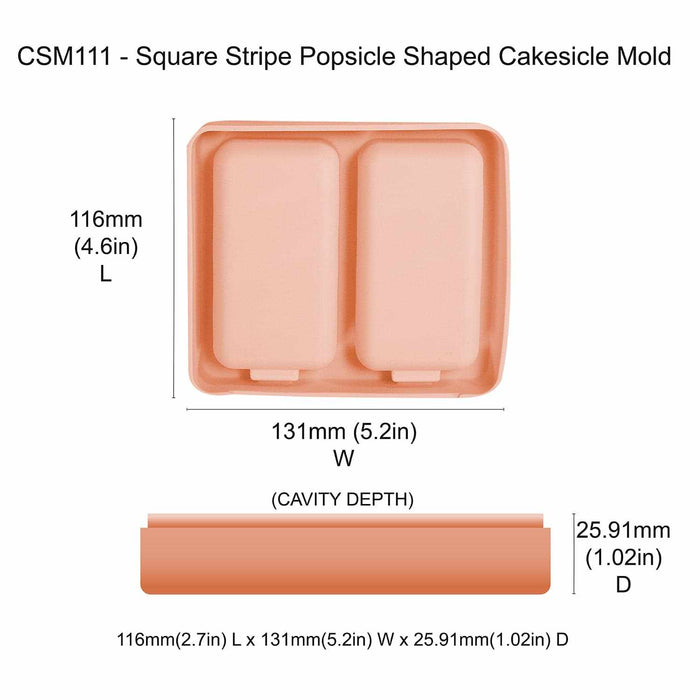 Square Stripe Popsicle Mold | Cool Silicone Cakesicle | Bakell