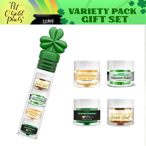 St. Patty's Day Lucky Gold and Green Clover Variety Combo Gift Set (4 PC SET)-St Pattys Day_Gift Set-bakell