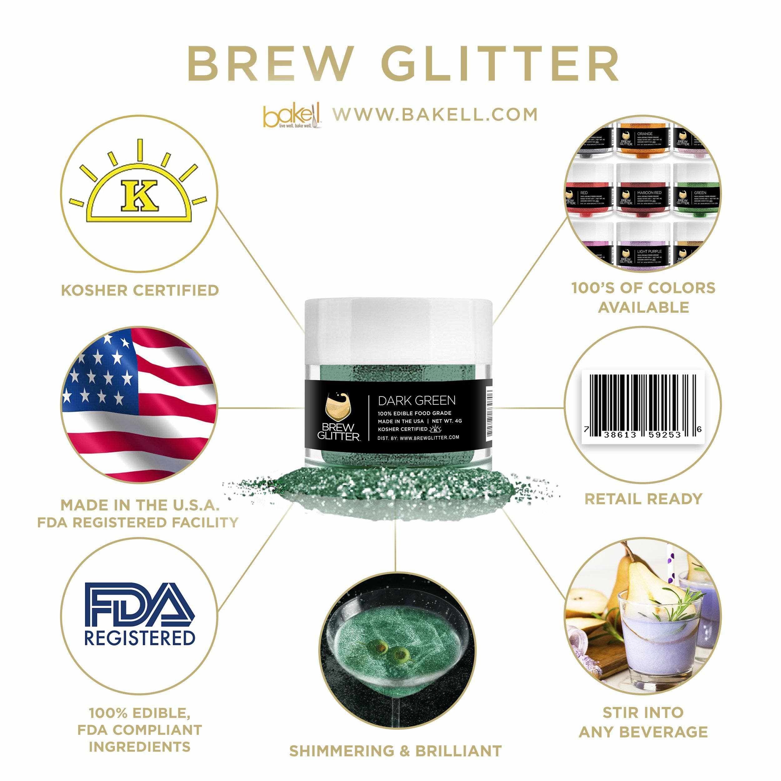 St. Patrick's Brew Glitter 4 PC SET A - White, Gold, Green - Bakell