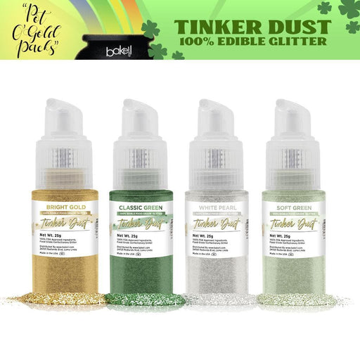 St. Patty's Day Pot O' Gold Collection Edible Glitter Tinker Dust Pump Combo Pack A (4 PC SET)-Tinker Dust Pump_Pack-bakell