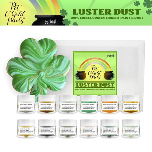 St. Patty's Day Pot O' Gold Collection Luster Dust Combo Pack B (12 PC SET)-Luster Dust_Combo Pack-bakell