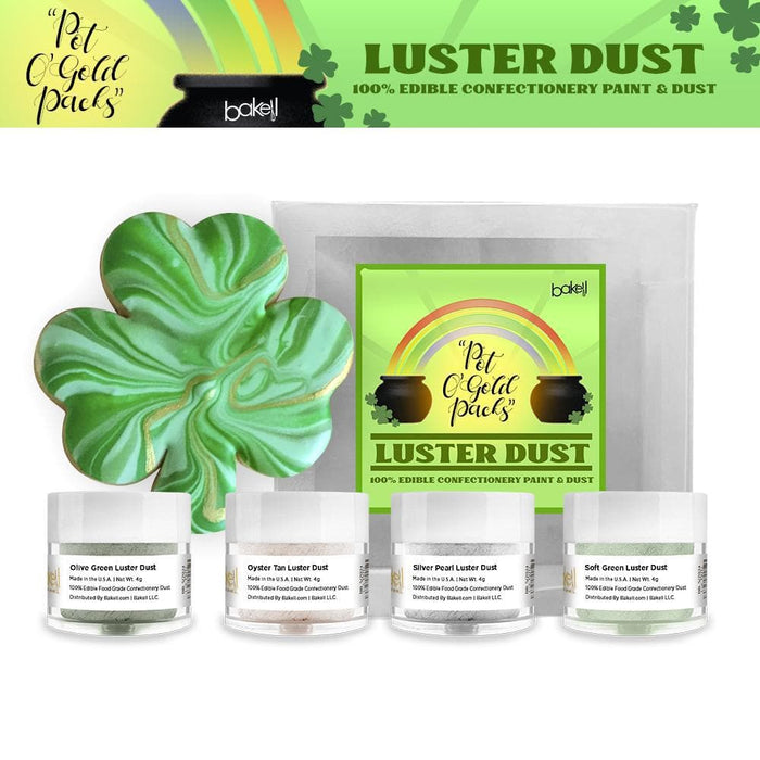 St. Patty Day Green Luster Dust Set of 4 Soft Colors | Bakell