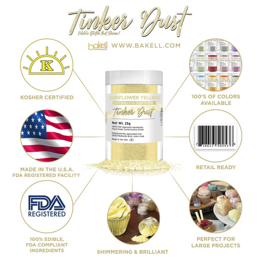 Sunflower Yellow Tinker Dust, Bulk | #1 Site for Edible Glitter & Dust