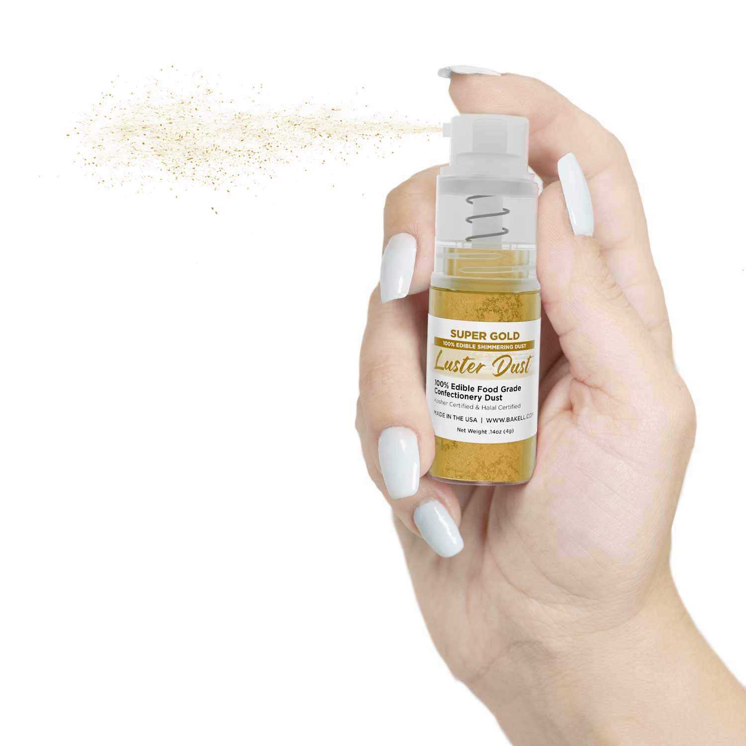 New! Miniature Luster Dust Spray Pump | 4g Super Gold Edible Glitter