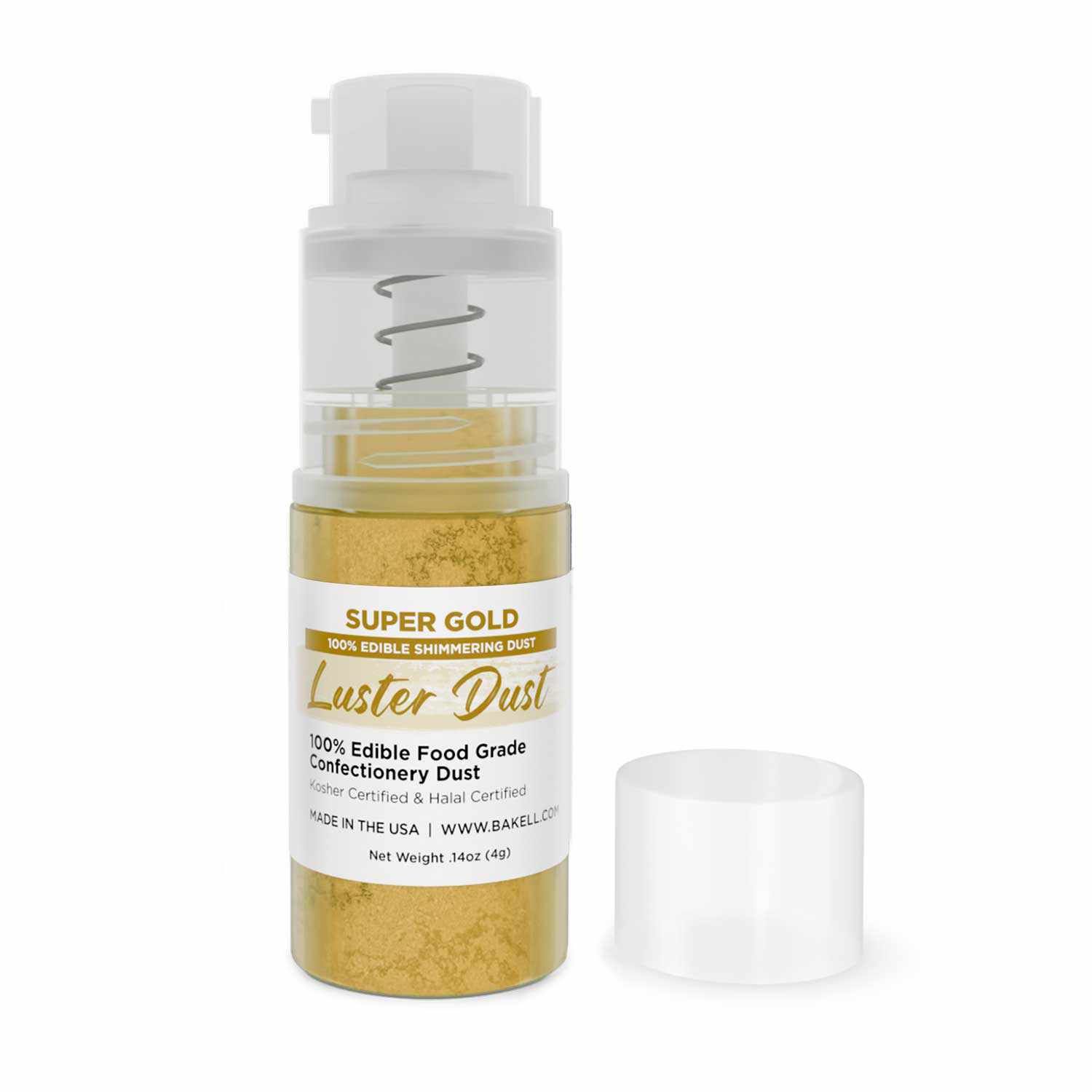 New! Miniature Luster Dust Spray Pump | 4g Super Gold Edible Glitter