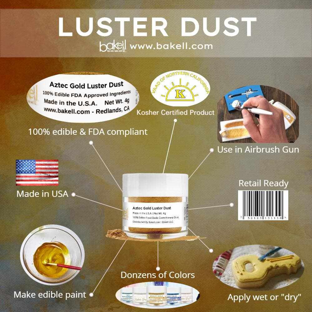 Super Gold Luster Dust | 100% Edible & Kosher Pareve | Wholesale | Bakell.com