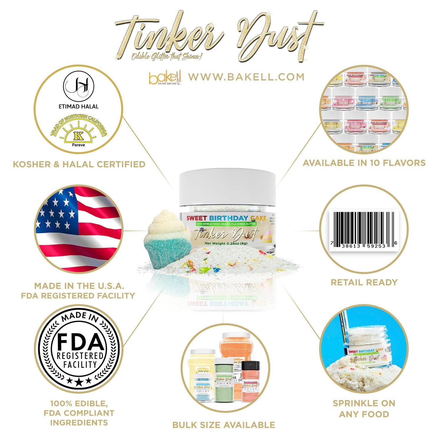 Buy Sweet Birthday Cake Flavored Tinker Dust - Powder Candy - Bakell