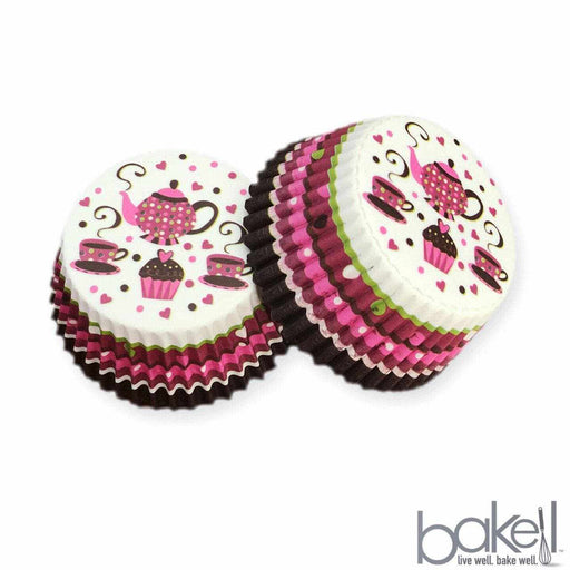 Bulk Tea Party Print Cupcake Wrappers & Liners | Bakell.com