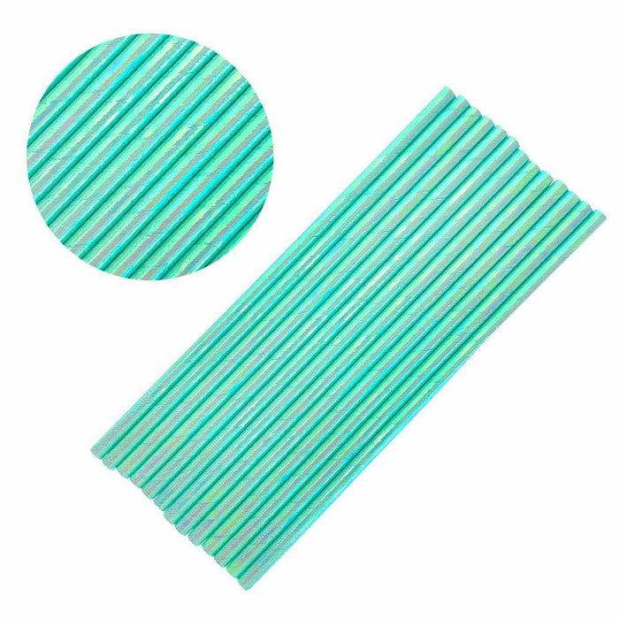 12 PC Cake Pop Party Straws - Teal Iridescent - Bakell