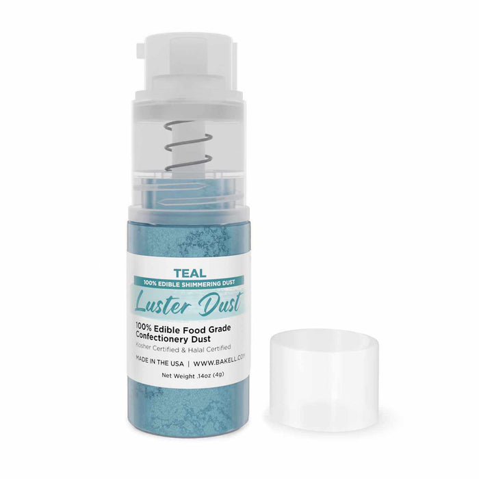 New! Miniature Luster Dust Spray Pump | 4g Teal Edible Glitter