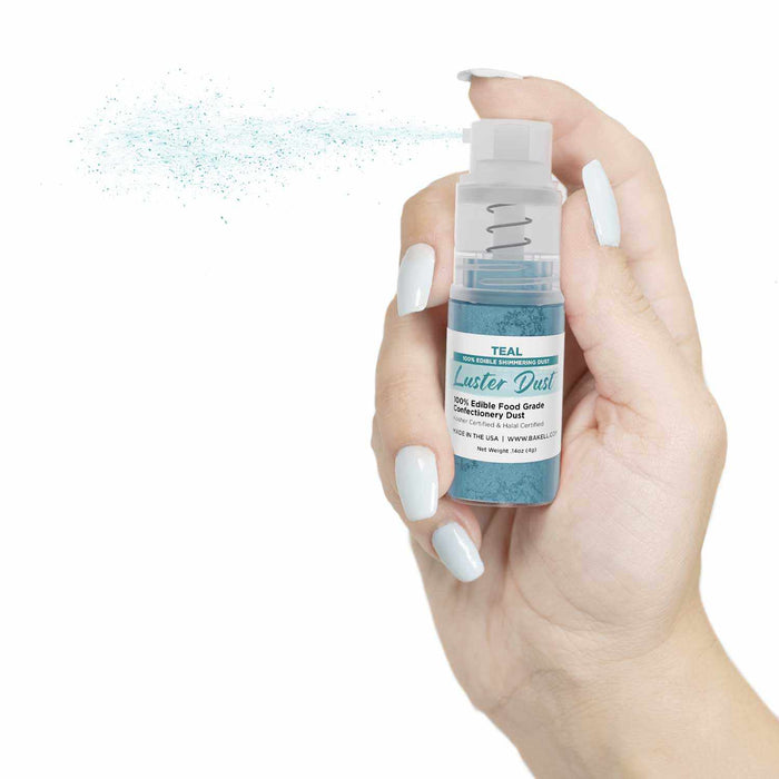 New! Miniature Luster Dust Spray Pump | 4g Teal Edible Glitter