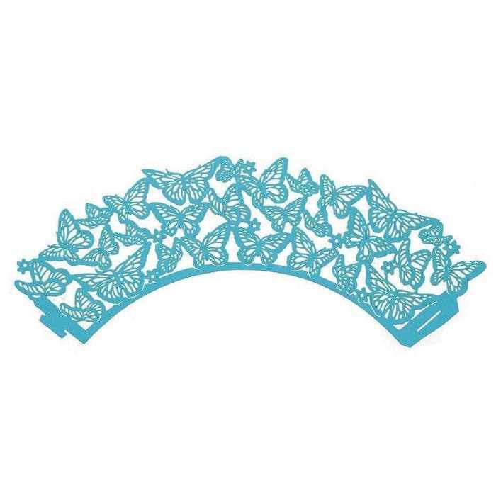 Turquoise Blue Butterfly Lace Cupcake Wrappers & Liners  | Bakell® Baking Products