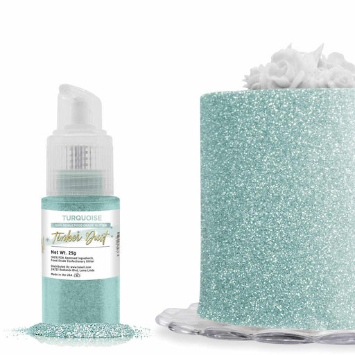 Turquoise Edible Glitter Spray 25g Pump | Tinker Dust | Bakell