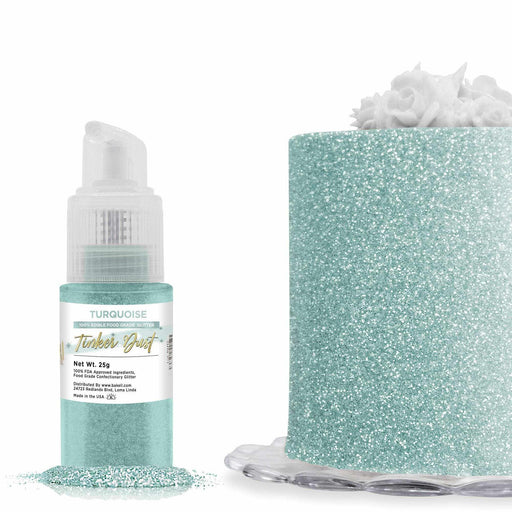 Turquoise Edible Glitter Spray 25g Pump | Tinker Dust | Bakell