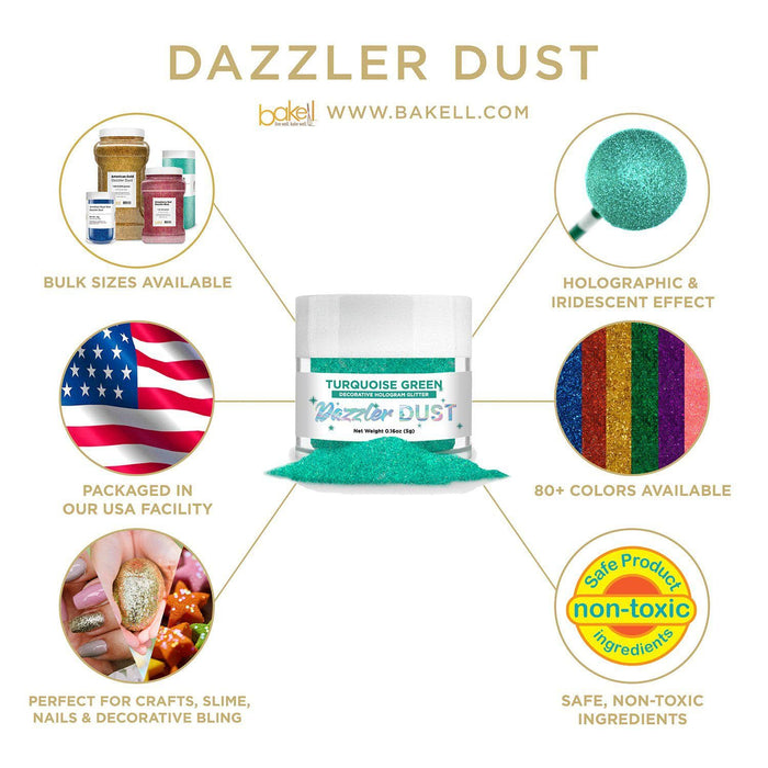 Turquoise Green Dazzler Dust® 5 Gram Jar-Dazzler Dust_5G_Google Feed-bakell