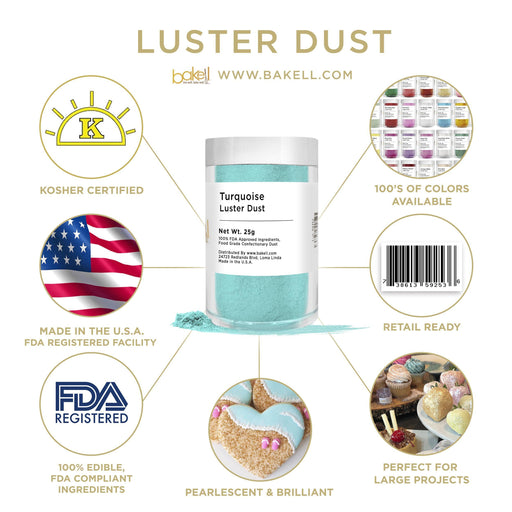 Turquoise Luster Dust | 100% Edible & Kosher Pareve | Wholesale | Bakell.com