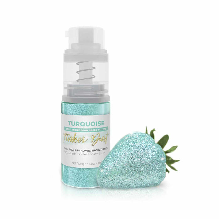 Turquoise Edible Glitter Spray 4g Pump | Tinker Dust® | Bakell