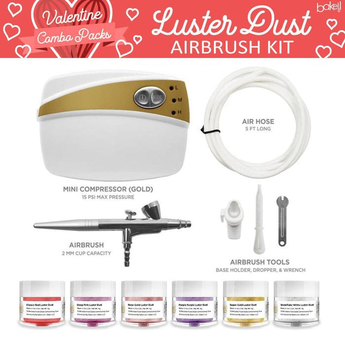 Valentine's Day Airbrush Gun Kit Gold (7 PC SET)-Airbrush Gun_Kit-bakell