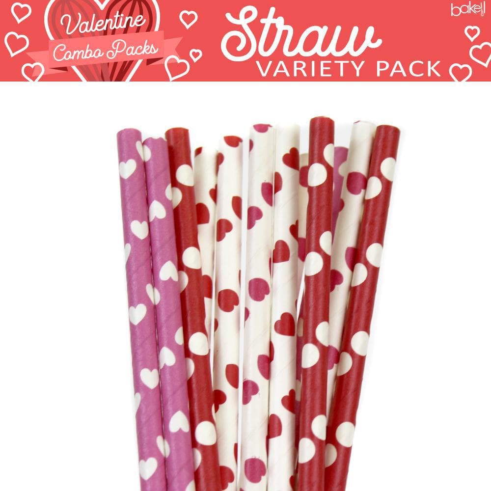 Valentine's Day Collection Cake Pop Party Straws Combo Pack C (4 PC SET)-Cake Pop Straws_Set-bakell