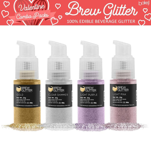 Valentine's Day Collection Edible Glitter Brew Glitter Pump Combo Pack A (4 PC SET)-Brew Glitter Pump_Pack-bakell