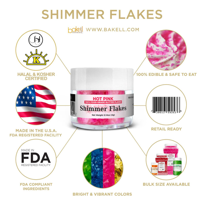 Valentine's Day Collection Pink Edible Shimmer Flakes Combo Pack (2PC SET)-Edible Shimmer Flakes_Pack-bakell