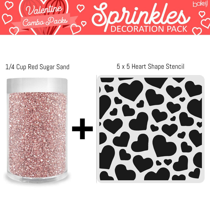 Style B Red Sprinkles & Heart Stencil Valentine Gift Set | Bakell