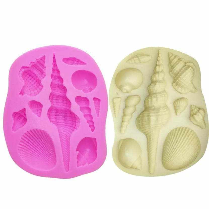 2 PC Sea Shell Ocean Silicone Mold Kit Large 2x2 Inches | Bakell