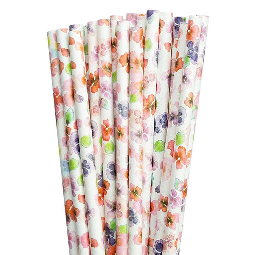 Watercolor Floral Print Cake Pop Drinking Straws | Bakell®