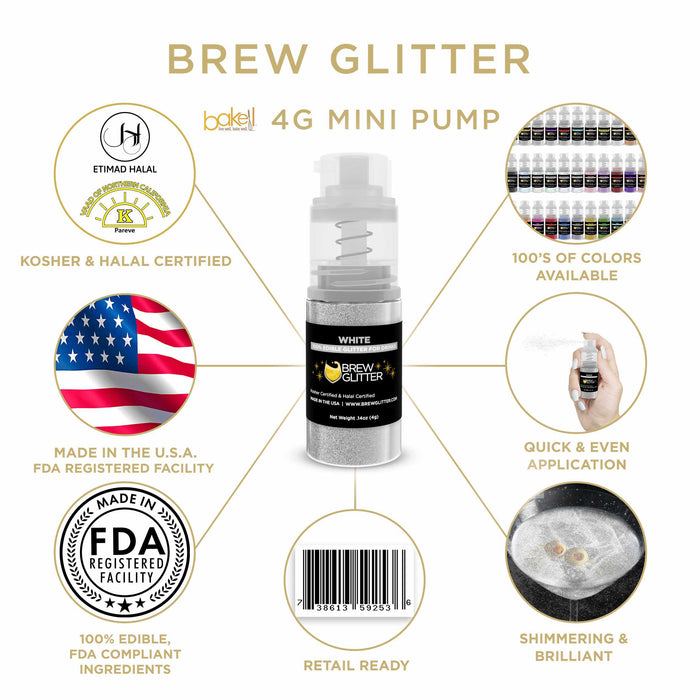 White Beverage Glitter Mini Spray Pump - Wholesale-Wholesale_Case_Brew Glitter 4g Pump-bakell