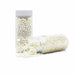 White bones shaped Krazy Sprinkles in two clear containers, one upright and one spilling.