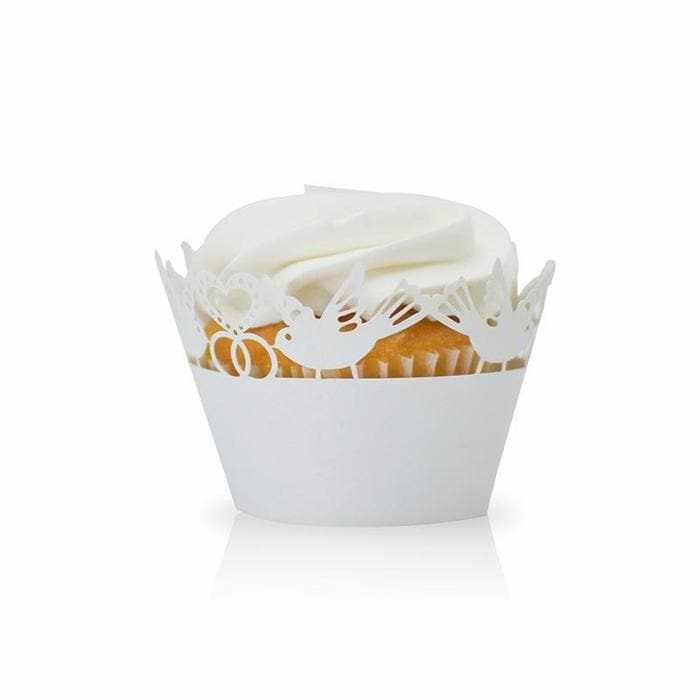 White Dove Hearts Cupcake Wrappers & Liners  | Bakell® Baking Products