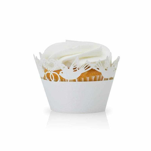 Bulk White Dove Hearts Cupcake Wrappers | Bakell.com