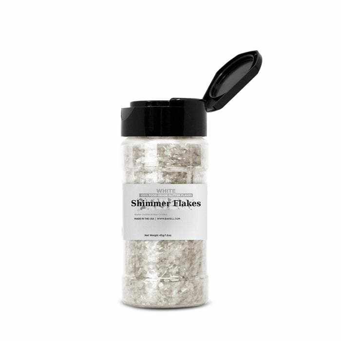 White Edible Shimmer Flakes, Bulk | #1 Site for 100% Edible Glitter 