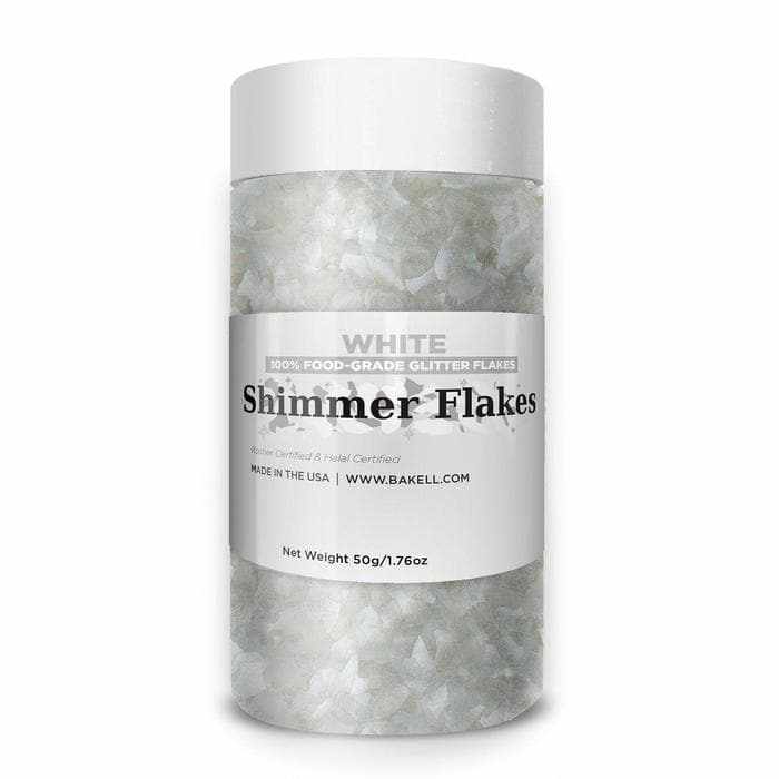 White Edible Shimmer Flakes, Bulk