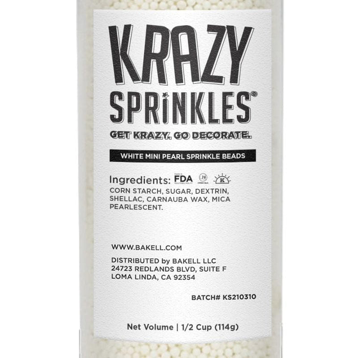 White Mini Pearl Beads by Krazy Sprinkles®| Wholesale Sprinkles