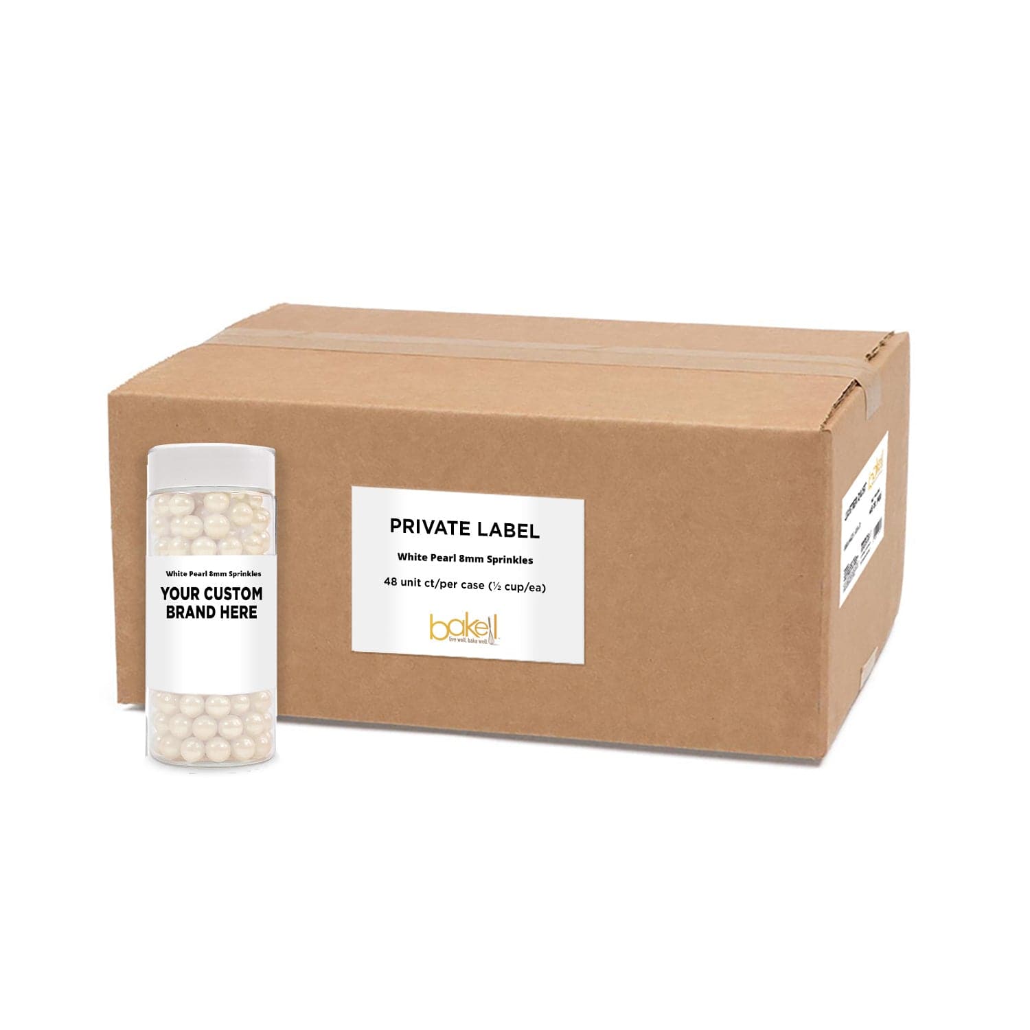 White Pearl 8mm Beads Sprinkles | Private Label (48 units per/case) | Bakell