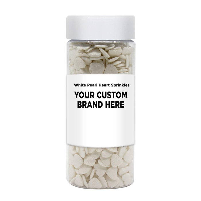 White Pearl Hearts Shaped Sprinkles | Private Label (48 units per/case) | Bakell