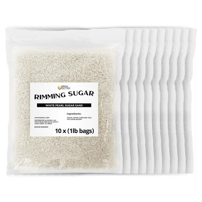 Bulk White Pearl Rimming Sugar | 10 bags White Rims | Bakell 