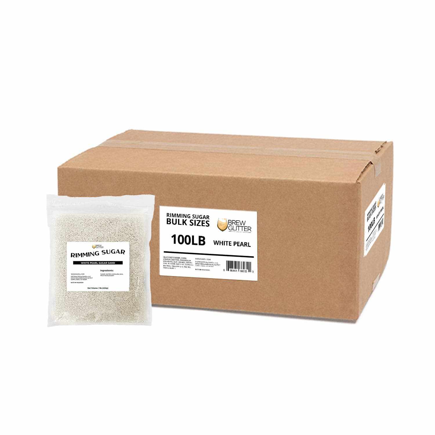 Bulk White Pearl Rimming Sugar | 10 bags White Rims | Bakell 