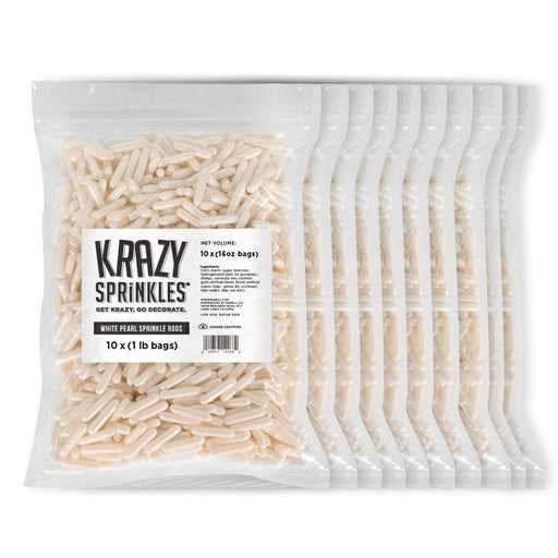 White Pearl Rods Sprinkles by Krazy Sprinkles®|Wholesale Sprinkles