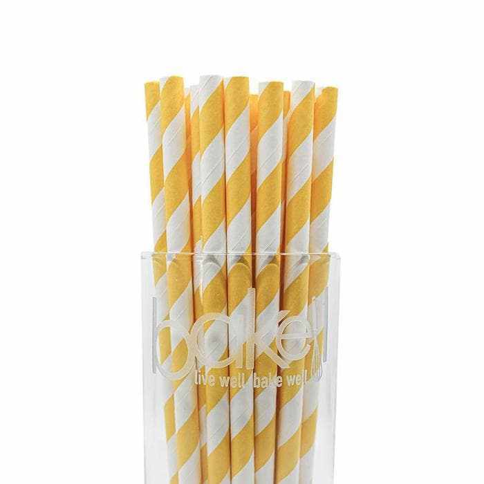 Yellow and White Candy Cane Stripes Cake Pop Party Straws | Bulk Sizes-Cake Pop Straws_Bulk-bakell