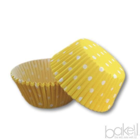Yellow and White Polka Dot Standard Size Cupcake Wrappers & Liners  | Bakell® Baking Products
